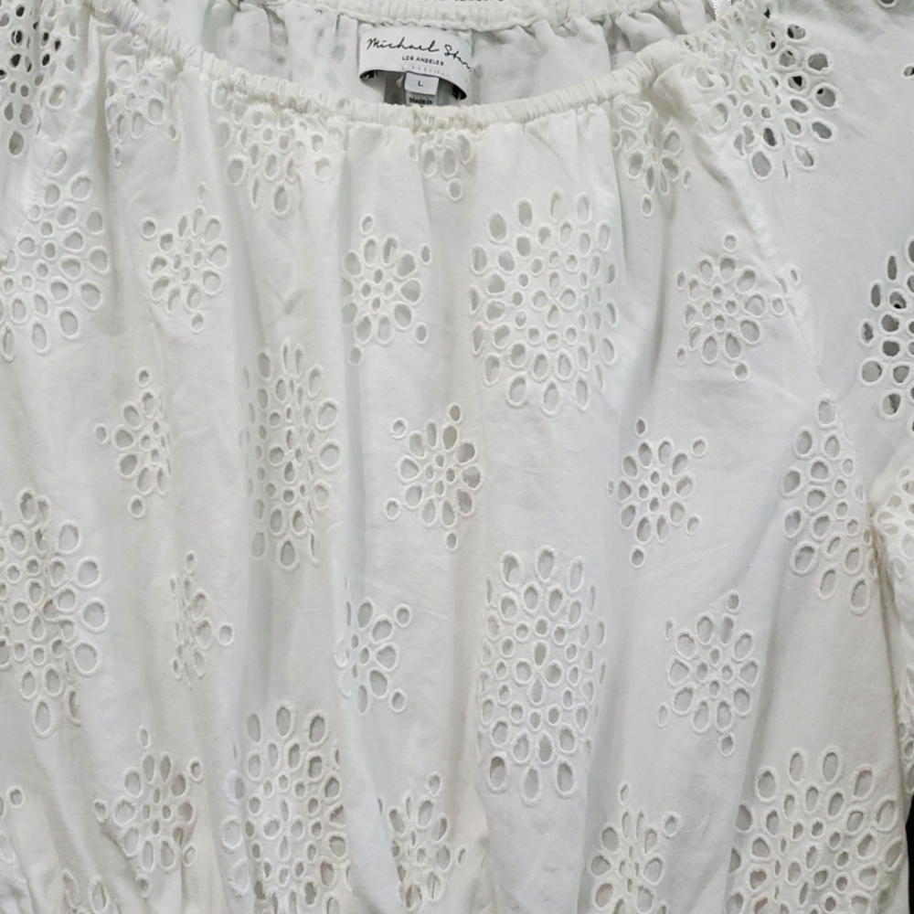 MICHAEL STARS Alessandra Off-Shoulder Eyelet Dress, Size Large, NWOT - Picture 10 of 12